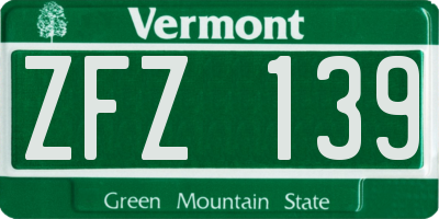 VT license plate ZFZ139