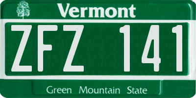 VT license plate ZFZ141