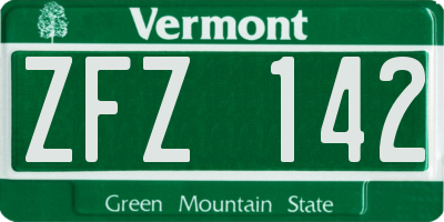VT license plate ZFZ142