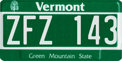 VT license plate ZFZ143