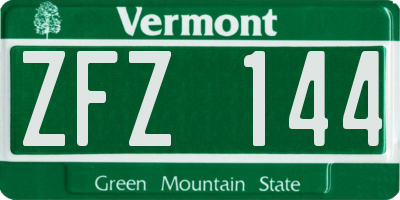 VT license plate ZFZ144