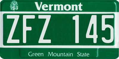 VT license plate ZFZ145