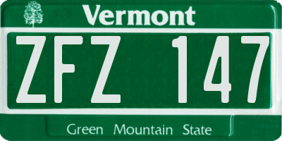 VT license plate ZFZ147