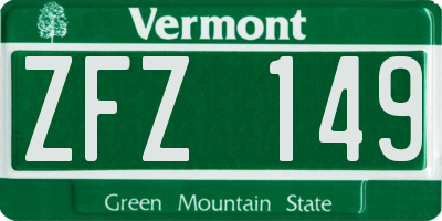 VT license plate ZFZ149