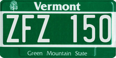 VT license plate ZFZ150