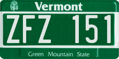 VT license plate ZFZ151