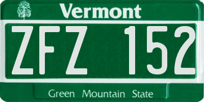 VT license plate ZFZ152