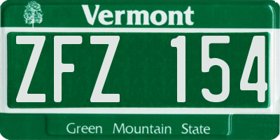 VT license plate ZFZ154