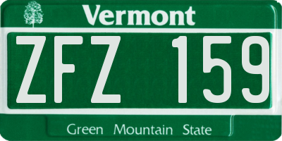 VT license plate ZFZ159