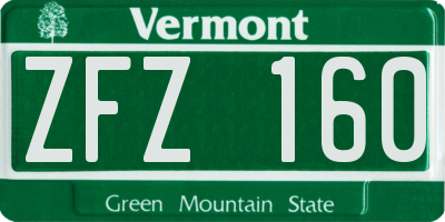 VT license plate ZFZ160