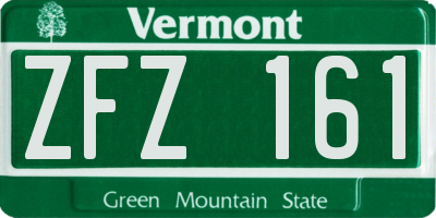 VT license plate ZFZ161