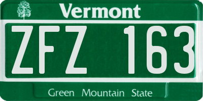VT license plate ZFZ163
