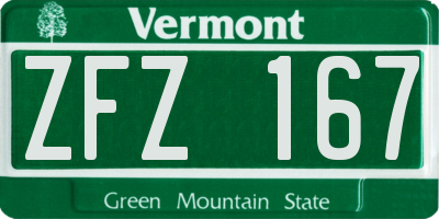 VT license plate ZFZ167