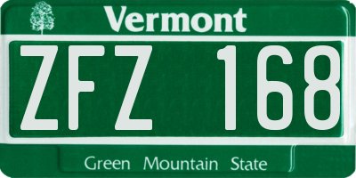 VT license plate ZFZ168