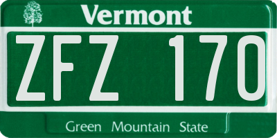 VT license plate ZFZ170