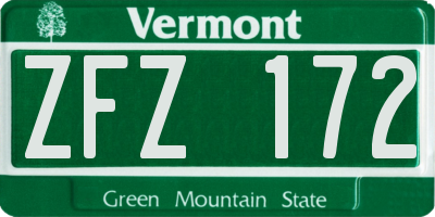 VT license plate ZFZ172