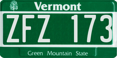 VT license plate ZFZ173