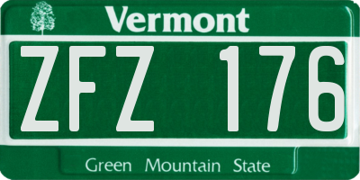 VT license plate ZFZ176