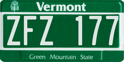 VT license plate ZFZ177