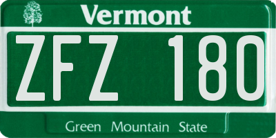 VT license plate ZFZ180