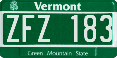 VT license plate ZFZ183