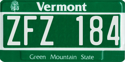 VT license plate ZFZ184