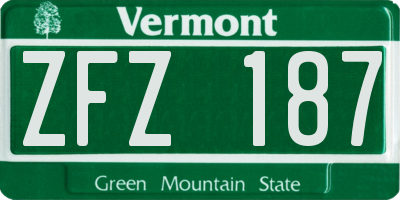 VT license plate ZFZ187