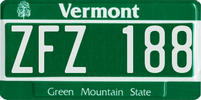 VT license plate ZFZ188