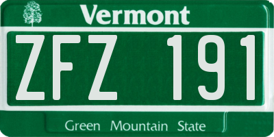 VT license plate ZFZ191