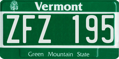 VT license plate ZFZ195