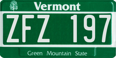 VT license plate ZFZ197