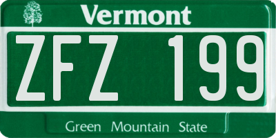VT license plate ZFZ199