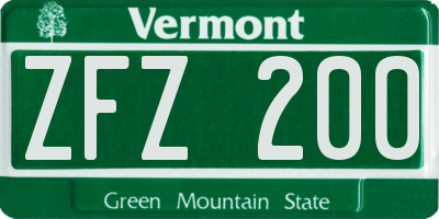 VT license plate ZFZ200