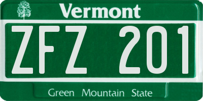 VT license plate ZFZ201