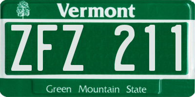 VT license plate ZFZ211