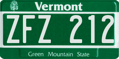 VT license plate ZFZ212