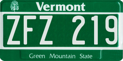 VT license plate ZFZ219