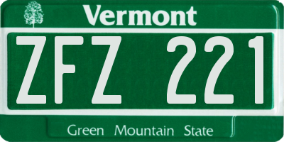 VT license plate ZFZ221