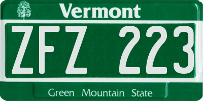 VT license plate ZFZ223
