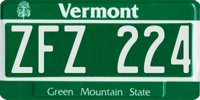VT license plate ZFZ224