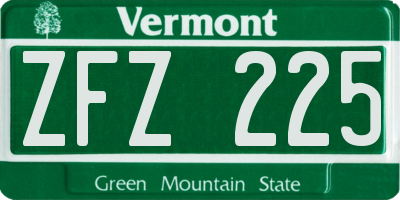 VT license plate ZFZ225