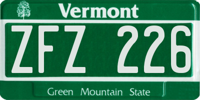 VT license plate ZFZ226