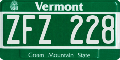VT license plate ZFZ228