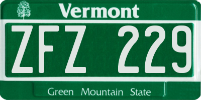 VT license plate ZFZ229