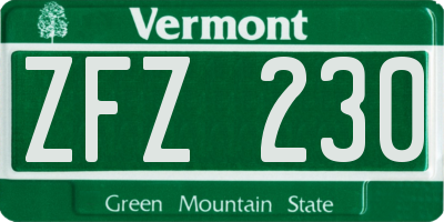 VT license plate ZFZ230