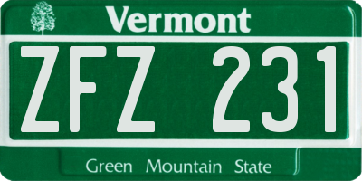 VT license plate ZFZ231