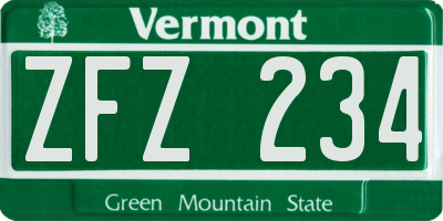 VT license plate ZFZ234