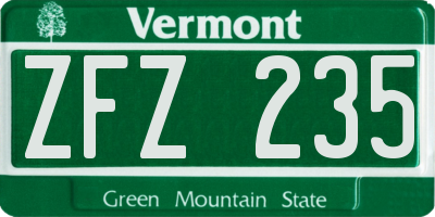 VT license plate ZFZ235
