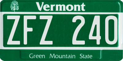 VT license plate ZFZ240