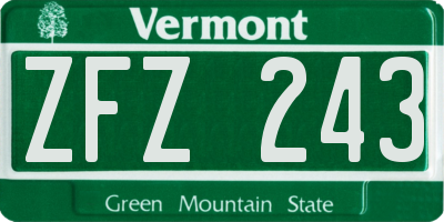 VT license plate ZFZ243